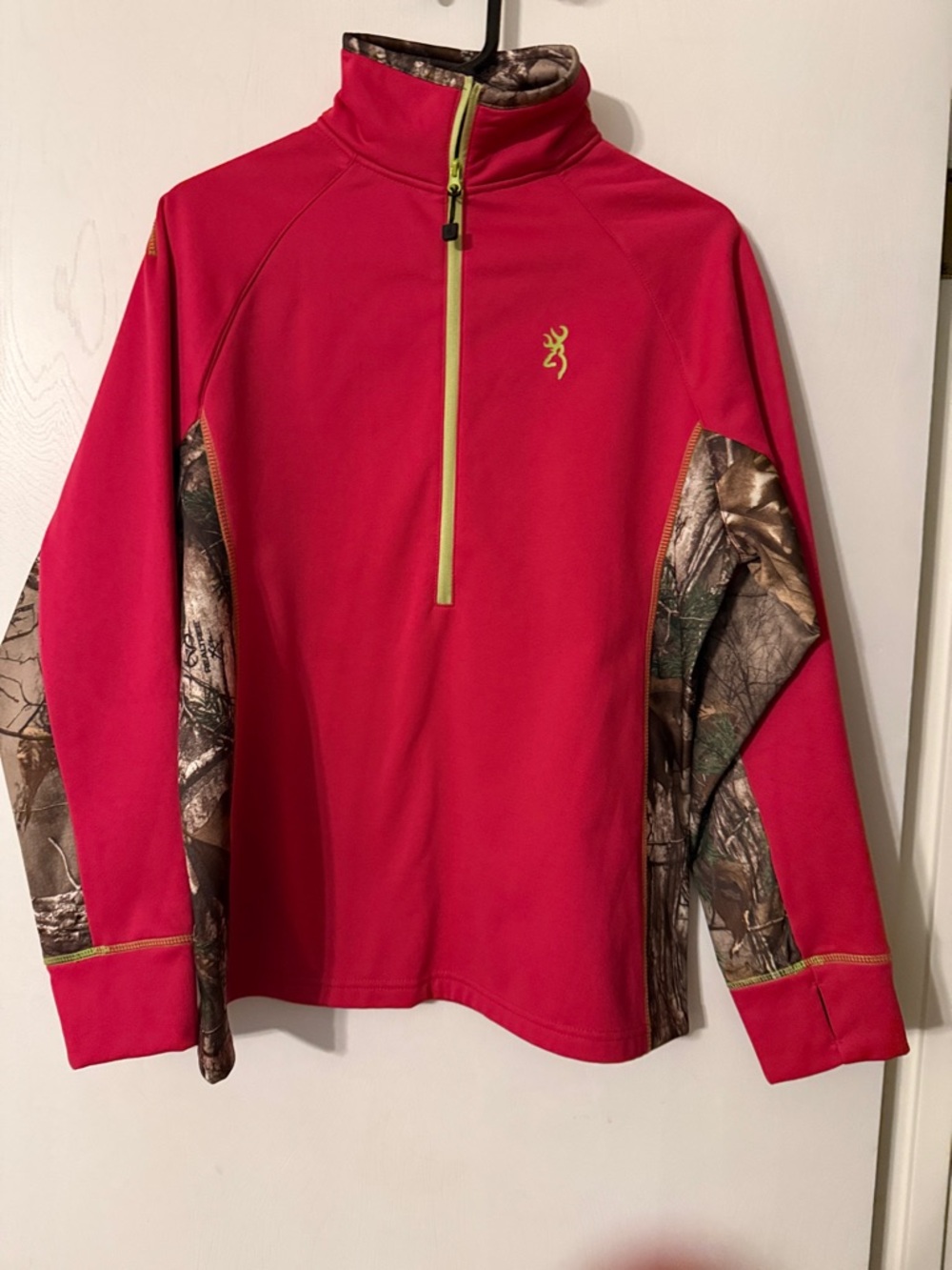 Browning Hot Pink Half-Zip Pullover with Camo Panels